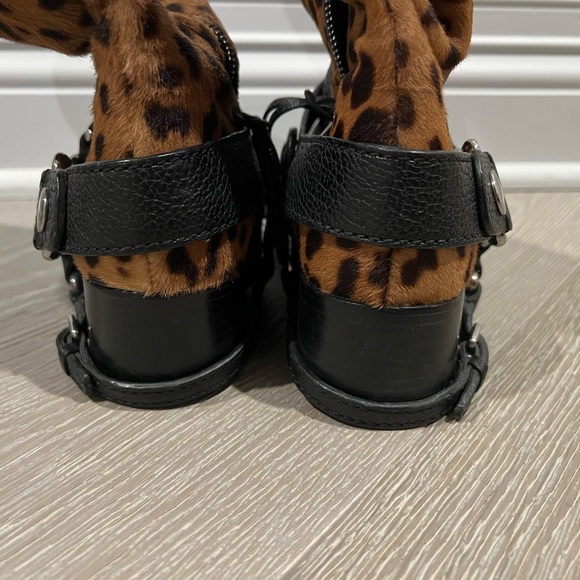 Miu Miu Leopard Motorcycle Biker Boots 38 1/2 - Picture 9 of 13